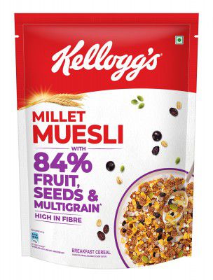Kellogg's Millet Muesli with 84% Fruit, Seed & Multigrain| Power Breakfast | No Maida No Palm Oil 