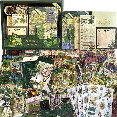 KELUMIE Paper Scrapbook Kit Daily Journal Scrapbooking A6 Grid Notebook Summer Craft Atr Stationery  (Botanical Plant)