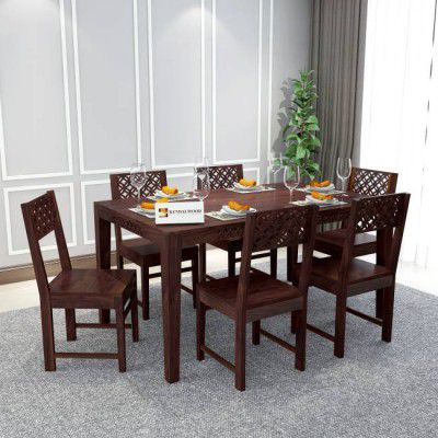Kendalwood Furniture Premium Dining Room Furniture Wooden Dining Table with 6 Chairs Solid Wood 6 Seater Dining Set  (Finish Color -Warm Chestnut Finish, DIY(Do-It-Yourself))