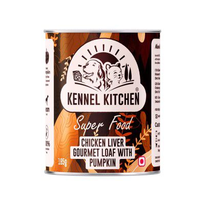 Kennel Kitchen Super Food for Dogs, Chicken Liver Gourmet Loaf with Pumpkin, Wet Dog Food, 185g, (Pack of 4)