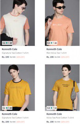 Kenneth Cole Mens T-shirt Flat ₹199