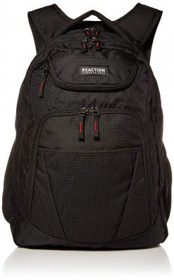 Kenneth Cole Reaction 1680d Polyester and Shadow Ripstop Dual Compartment 17" Laptop Backpack, Black