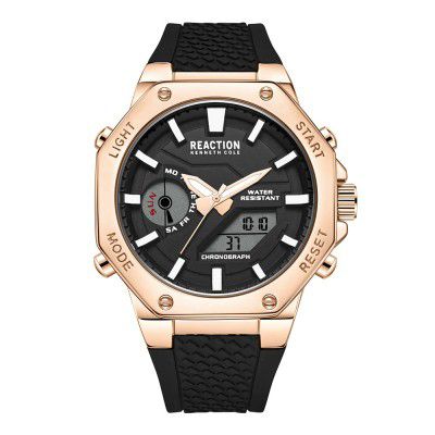 Kenneth Cole Reaction Silicone Analog-Digital Black Dial Men's Watch-Krwgp2191704, Band_Pink