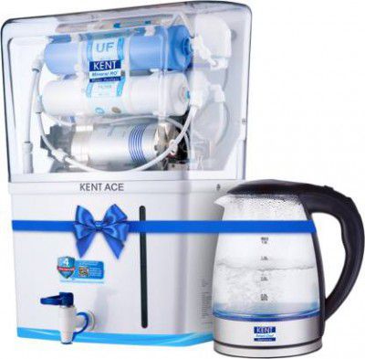 KENT Ace and Elegant Elctric Glass Kettle 8 L RO + UV + UF + TDS Control + UV in Tank Water Purifier 