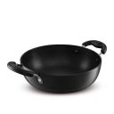 KENT Hard Anodised Kadhai 2.8L, 24 Cm|Non Reactive, Non Toxic, & Non Staining Food Grade Surface|4.06 Mm Thick Base For Uniform Heating|Cool Touch Bakelite Handle|Induction Friendly, Black...