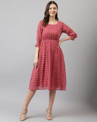 KERI PERRY Round-Neck Fit & Flare Dress