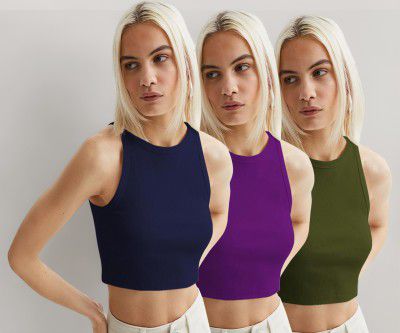 KERI PERRY Tops for Women Crop Top Pack of 3 Combo
