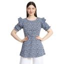 KERI PERRY Women's Indo-Western Polyester A-line Round Neck Printed Half Sleeve Regular Fit Top...