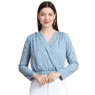 KERI PERRY Women's Muslin Western Top(Sky Blue) Tops for Women, Tops