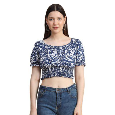 KERI PERRY Women's Polyester Western Top(Navy Blue & White)