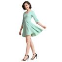 KERI PERRY Women's Sea Green Delta Solid Flared Western Dress...