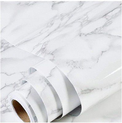 Kerok Marble Wallpaper for Walls (60x200cm) (White -1pc)
