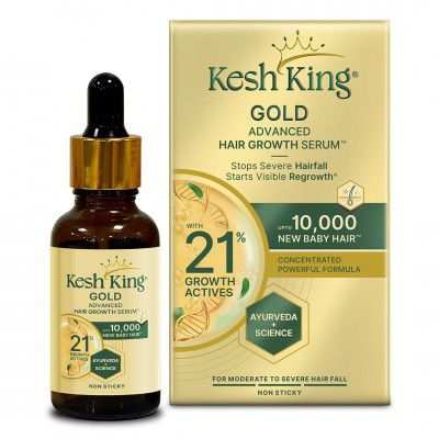 Kesh King Gold Advanced Hair Growth Serum – 21% Growth Actives with 3% Redensyl | 30ml