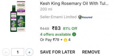 Kesh King Rosemary Oil With Tulsi, Hair Fall Control Oil (200 ml)