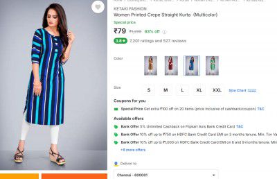 KETAKI FASHION  Women Printed Crepe Straight Kurta  (Multicolor)