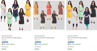KETAKI FASHION Womens Kurtas Pack Of 5 | Starts ₹619