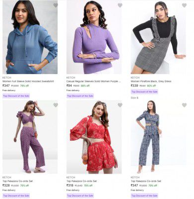 Upto 79% Off Ketch Clothing And Accessories | Start @ Rs.190
