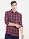 KETCH Mens Letter Print Straight Shirt (KHSH000013_Navy Blue/RED M)...
