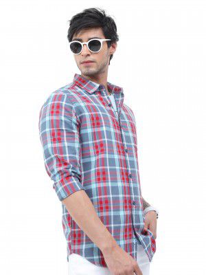 Ketch Men's Polyester Slim Fit Checked Full Sleeve Shirt
