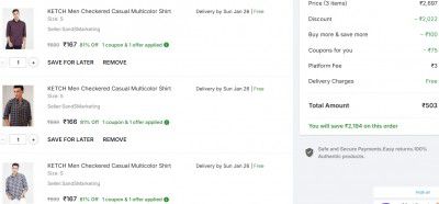 Loot : ( Pack Of 3 ) KETCH Men's Shirts at Rs 503