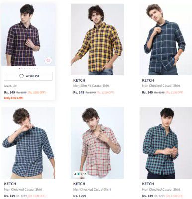 Upto 90% Off On Ketch Men's Shirts | Starts at ₹109