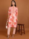 KETCHFloral Printed Keyhole Neck Straight Kurta...