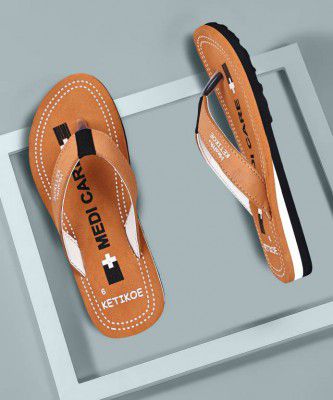 KETIKOE Womens Slipper Ortho-Care Trending Colorful Printed Flip Flops (Pack of 1) Women Flip Flops  (Tan , 8)