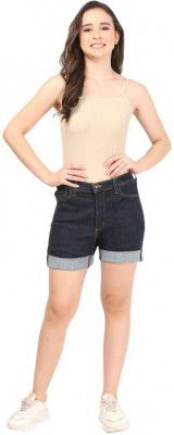 KEX Solid Women Denim Blue Denim Shorts