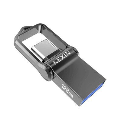 KEXIN 128GB Dual Type C USB 3.0 Up to 100MB/s R USB C Flash Drive for iPhone 15/16/17 Smartphone Tablet Car 