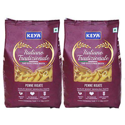 Keya Gourmet Penne Rigate Durum Wheat Pasta Pack of 2 x 500 Gm