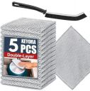 KEYORA Pack of 5 Non-Scratch Wire Dish Scrub, Kitchen Scrubber Cloth for Cleaning Washing Utensils, Dishwashing Metal Mesh Rag Clothes for Home Stainless Steel Items with Free 1 Gap Cleaning Brush...
