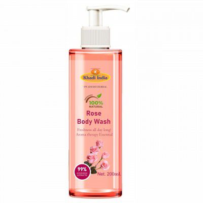 Khadi 100% Pure Natural Herbal Bulgarian Rose Petal Body Wash - 200ml