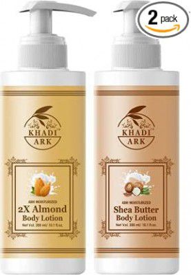 Khadi Ark Shea Butter Body Lotion & Almond Body Lotion|Enriched with Cocoa Butter For Smoother softer Skin|UV Rays Protection (Pack of 2, 300 ML Each) (600 ml)