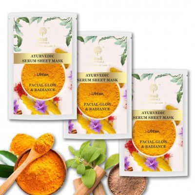 Khadi Essentials Ayurvedic Serum Sheet Mask For Spot Removal & Glowing Skin (Pack of 3)