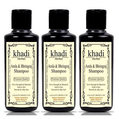 Khadi herbal Amla and Bhringraj Shampoo Strengthens Hair Parabens Free Silicon Free Herbal Shampoo (630 ML)