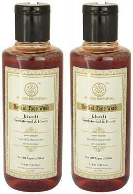 Khadi Herbal Sandal and Honey Herbal Face Wash, 210ml (Pack of 2)
