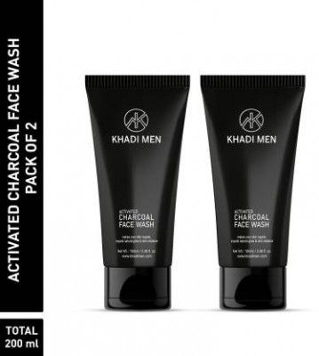 Khadi Men Activated Charcoal for skin soft and dirt free, deeply cleanse the skin, anti acne and skin friendly, balances pH Face Wash (200)