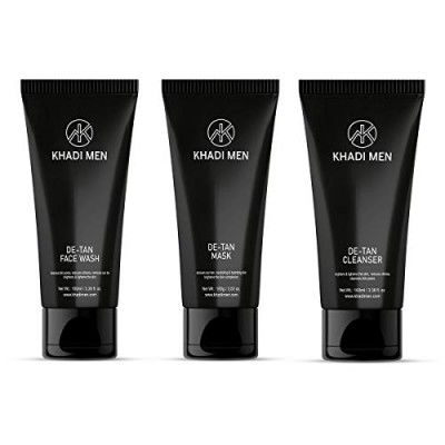 Khadi Men De-Tan Kit For Men ( Face Wash, Face Mask, Face Cleanser) Pack of 3 ( 300 ML)