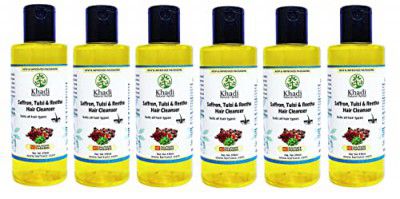 Khadi Natural Herbal Saffron, Tulsi and Reetha Shampoo (1260 ml) - 6 count