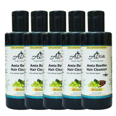 Khadi Natural Herbigiri Herbal Amla Reetha Hair Shampoo 100% Herbal Hair Cleanger Best Suited, Pack Of 5 (1050Ml)