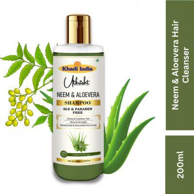 Khadi Neem & Aloe Vera Shampoo - 200ml | Herbal & Natural Cleanser | Anti Dandruff & Scalp Care