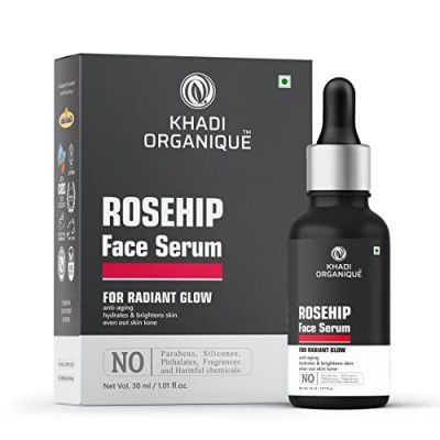 Khadi Organique Rosehip Face Serum for Radiant Glow ,Anti Aging ,Hydrates and Brighten Skin ,Even Out Skin Tone ,No Artificial Fragrance only used Blend