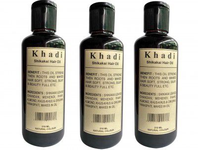 Khadi Shikakai Hair Oil, 210ml (Pack of 3) by Parvati Gramodyog Herbal Products 