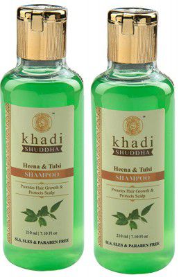 Khadi Shuddha Heena & Tulsi Shampoo 420 ml- Promote Hair Growth & Protect Hair Scalp (SLS, SLES & PARABEN FREE)