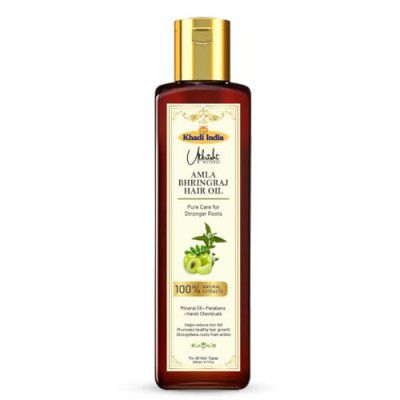 Khadi Utkrisht Amla Bhringraj Hair Oil for Hair Growth & Hair Fall Control | Ayurvedic Herbal Oil for Strong, Thick & Healthy Hair | Suitable For All Hair Types- 200ML