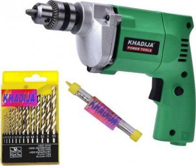 Khadija 350WATT Electric Drill With 13Pcs Hss Bits & 1Pc Masonary Bit Combo Pistol Grip Drill  (10 mm Chuck Size)