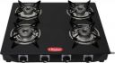 Khaitan 4 Burner Active Forge Black Toughened Glass Manual Gas Stove...