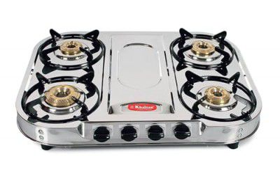 Khaitan 4 Burner Draw "FT" Stainless Steel Manual Gas Stove Khaitan 4 Burner Draw "FT" Stainless Steel Manual Gas Stove
