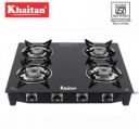 Khaitan Active with Forged Black Toughened Glass Manual Gas Stove  (4 Burners)...
