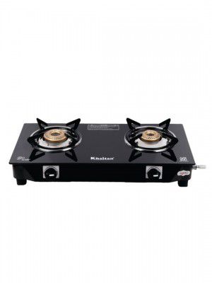 Khaitan Black 2 Burner BP Nano Premium MS Glass Manual Gas Stove
